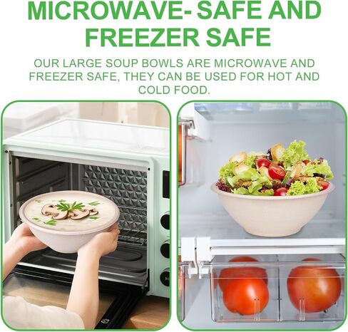 Large Paper Bowls, 40oz Compostable Bowls, 120 Pack Heavy Duty Disposable Bowls For Hot Soup, Salads,Cereals- Made from 100% Sugarcane Fiber in Saudi Arabia