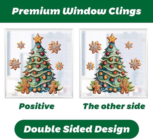50 Pcs Christmas Window Clings,Christmas Decorations Christmas Stickers for Glass,Double Side Reusable Cute Winter Holiday Window Stickers,Gingerbread Man Snowflake Xmas Tree Decals for Party ﻿ ﻿ in Saudi Arabia