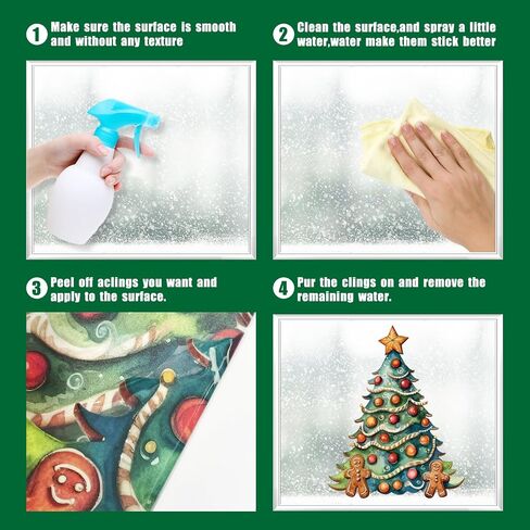 50 Pcs Christmas Window Clings,Christmas Decorations Christmas Stickers for Glass,Double Side Reusable Cute Winter Holiday Window Stickers,Gingerbread Man Snowflake Xmas Tree Decals for Party ﻿ ﻿ in Saudi Arabia