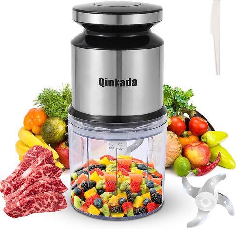 محضر طعام صغير، صانع طعام الأطفال سعة 2.5 كوب/ 600 مل، مطحنة طاقة 400 واط للفواكه والخضروات واللحوم وخلاط هريس أغذية الأطفال مع فرشاة تنظيف in Saudi Arabia