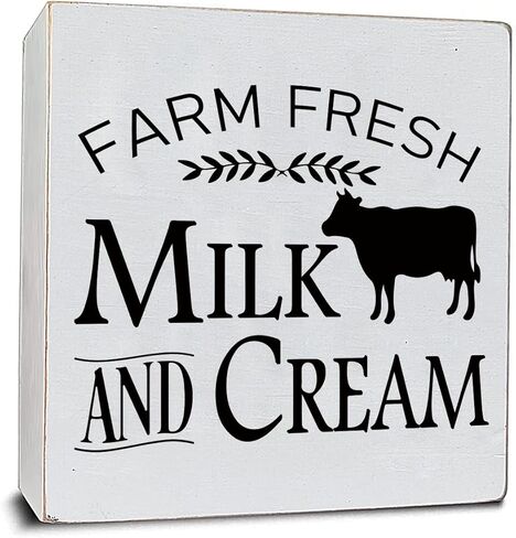 علامة مزرعة TEOUIOS، لوحة صندوق خشبي أبيض، صناديق زخرفية خشبية، لافتة ديكور منزلي، ديكور رف المطبخ الريفي، هدية الترحيب بالمنزل الجديد، 15.24 سم × 15.24 سم in Kuwait