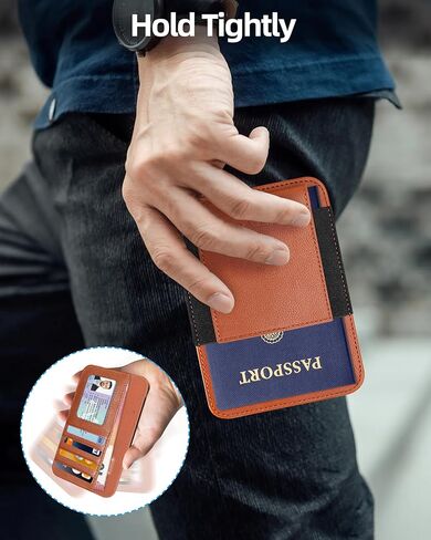 HiWe Passport Holder, Minimalist Leather Passport Card Wallet for Men & Women, RFID-Blocking, 4 Card Slots, 1 Side Pocket, ID Window, Black in Kuwait