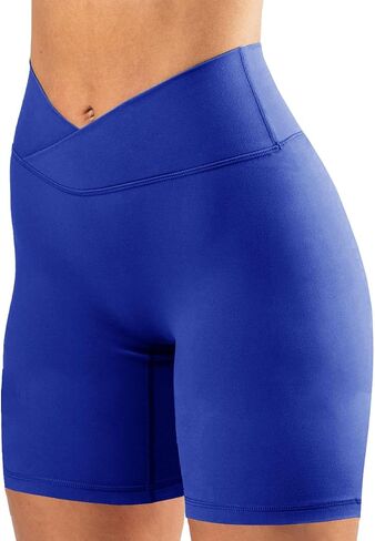 Women's High Waisted Biker Shorts Cross Waist Workout Yoga Shorts Running Leggings with/no Pocket in Saudi Arabia