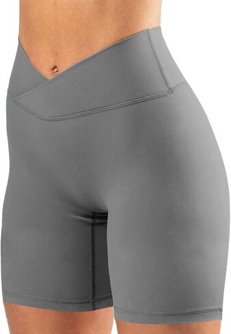 Women's High Waisted Biker Shorts Cross Waist Workout Yoga Shorts Running Leggings with/no Pocket in Saudi Arabia