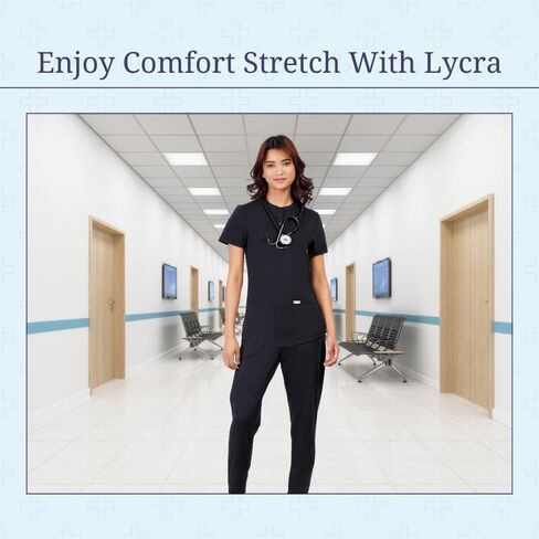 MIKAL Bottom Scrub for Women, Slim Fit with 6 Pockets Workwear Womens Scrubs, 100% Cotton Knitted Medical/Health Care Uniform Scrubs Bottom for Doctors, Dentists & Nurses -M (Navy) in Saudi Arabia