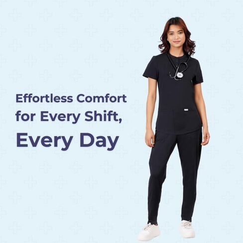 MIKAL Bottom Scrub for Women, Slim Fit with 6 Pockets Workwear Womens Scrubs, 100% Cotton Knitted Medical/Health Care Uniform Scrubs Bottom for Doctors, Dentists & Nurses -M (Navy) in Saudi Arabia