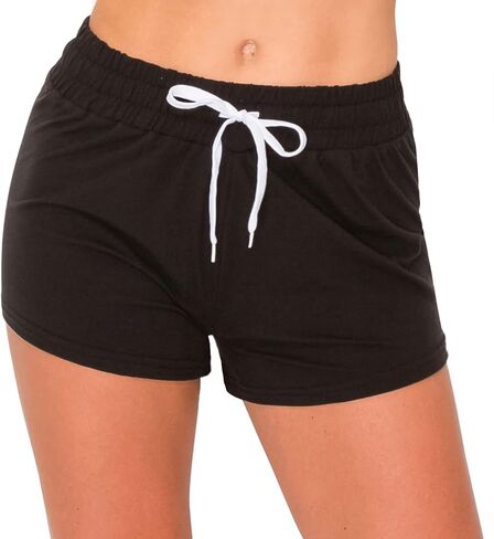 ALWAYS Women's Lounge Drawstring Shorts - Premium Soft Stretch Casual Running Workout Sweat Shorts Black S in Saudi Arabia