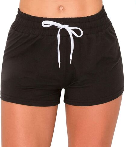 ALWAYS Women's Lounge Drawstring Shorts - Premium Soft Stretch Casual Running Workout Sweat Shorts Black S in Saudi Arabia