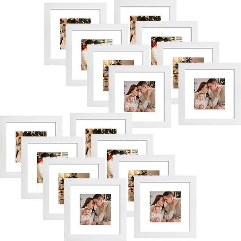 Golden State Art, Smartphone Instagram Frames Collection, Set of 4, 6x6-inch Square Photo Wood Frames with White Photo Mat & Real Glass for 4x4 Photo, White in Saudi Arabia