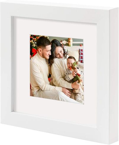 Golden State Art, Smartphone Instagram Frames Collection, Set of 4, 6x6-inch Square Photo Wood Frames with White Photo Mat & Real Glass for 4x4 Photo, White in Saudi Arabia