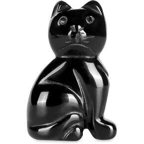 2" Sodalite Blue Stone Crystal Cat Figurine Statue Hand Carved Animal Kitten Healing Crystals Gemstone Collectibles Home Art Decor
