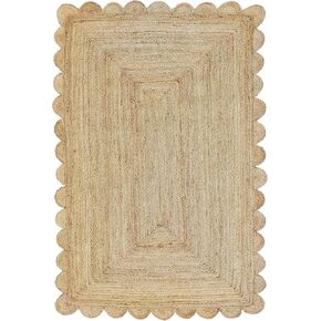 Gautam International Scalloped Natural Jute Area Rug, Natural Color (3'X5')