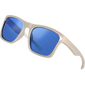 Fashion Polarized Sunglasses for Men Women, UV Protection, Anti Fog Frame, Ideal for Cycling Driving Running Fishing Golf Outdoor Sport, Light Brown