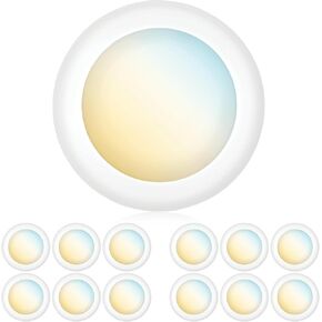 PARMIDA (12 Pack) 5/6 Inch Dimmable 3CCT LED Disk Lights, 15W Surface Mount Recessed Ceiling Lighting, 3 Color Selectable 3000K/4000K/5000K, 1050lm, J-Box Or Recessed Can Installation, UL-Listed
