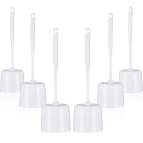 6 Sets Toilet Brush and Holder Toilet Cleaner Brush Set for Bathroom Toilet Bowl Brush with Caddy Toilet Scrubber for Cleaning, 14.57 Height(White)