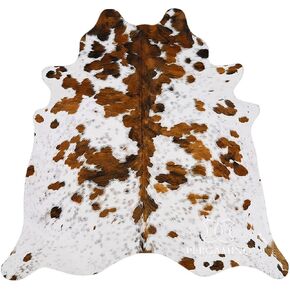 pergamino Ecowhides 100% Genuine Brazilian Cowhide Rug - Tricolor White - Luxury Cowskin Cow Hide Leather Area Rug Home Decor (X-Large) 7 x 6 ft in Saudi Arabia