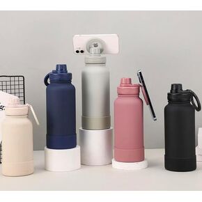 Stainless Steel water bottle with magnetic PHONE holder, water bottle with phone magnet, travel insulated cold water bottle gym1000ml (33onzas). (Dark Blue), CGK240311