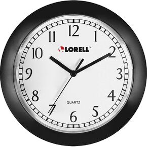 Lorell Wall Clock with Arabic Numerals, 9-Inch, White Dial/Black Frame