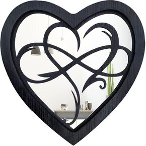 Wocred Heart Mirror Farmhouse Wall Decor,Gorgeous Rustic Farmhouse Accent Mirror,Black Color Entry Mirror for Bathroom,Bedrooms,Living Rooms and More(20"x20.6")