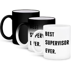 3dRose Best Supervisor Ever, Letters Background Mug, 11 oz, Black/White