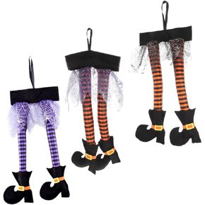 Abaodam 3 قطع زينة ساق الساحرة، شماعات الباب الأمامي، إكليل العنكبوت، ديكور صندوق السيارة، أرجل الساحرة المحشوة، إكليل الهالوين، زخرفة الهالوين، زينة الهالوين المعلقة، حذاء قطني in Kuwait