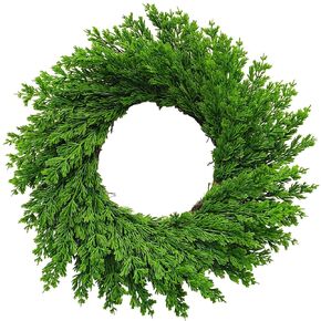 Norfolk Pine Wreath, 20 inch Artificial Pine Wreath, Real Touch Norfolk Pine Wreath, Greenery Wreath for Front Door Lifelike Foliage (1PC)