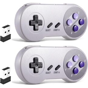 وحدة تحكم عبر الإنترنت SNES Switch لاسلكية 2.4 جيجا هرتز، مستقبل USB، متوافق مع Switch/Switch OLED، الكمبيوتر الشخصي، Mac OS، Android، Steam Deck، Raspberry Pi (قابل للشحن) (التوصيل والتشغيل) (عبوتان) أرجواني in Kuwait
