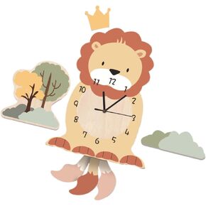 Amosfun 1pc Wall Clock for Kindergarten Unique Clock Kindergarten Clock Lion Wall Clocks Wall Hanging Clock Lion Figures Fresh and Warm Feeling Clock Decorate Cartoon Ornament