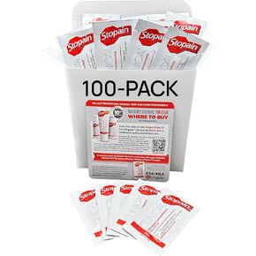 Stopain Pain Relief Clinical Gel Packets, 100 Pack, USA Made, Max Strength Fast Acting with MSM, Glucosamine, Menthol for Arthritis, Lower Back Sciatica, Knee, Neck HSA FSA Topical Analgesic Products