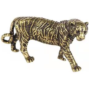 Brass Walking Tiger Statue Zodiac Animals Chinese Handmade Brass Lucky Tiger Statues Tearoom Desk Office Decor Copper Tiger Home Decor Figurine for Collection