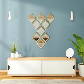 Mirror Wall Decor, Set of 9 Decorative Mirrors for Wall Decor Framed in Solid Pine Wood, Ideal for Decorating bedrooms, Living Rooms, hallways and Offices.