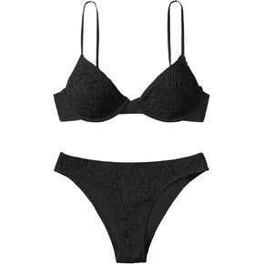 SOLY HUX Women's Bathing Suit Smocked Underwire Bikini Sets Two Piece Swimsuit