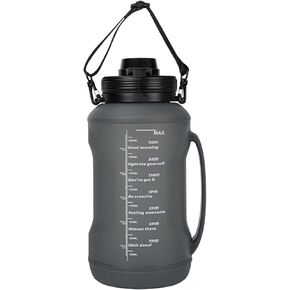 Collapsible Water Bottles, Foldable Water Bottle 67.6oz/2L, Portable Sports Water Bottle, Reusable Travel Water Bottle, Motivational Water Bottle, Leak Proof, BPA Free, Straw & Handle (Black)