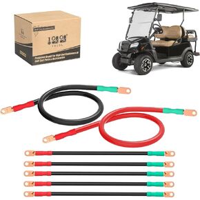 10L0L Golf Cart Battery Cables-48V Heavy Duty Battery Cables Compatible with Club Car DS & Precedent Since 1994, 4 Gauge Pure Copper Battery Wiring Cables (7Pcs), 14in & 41in Long