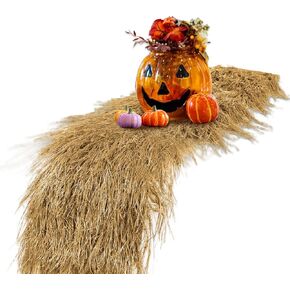 XLX TURF Faux Hay Table Runner 13" x 48", Realistic & Farmhouse Artificial Thatch Straw Table Centerpiece Decor Western Cowboy Party Nativity