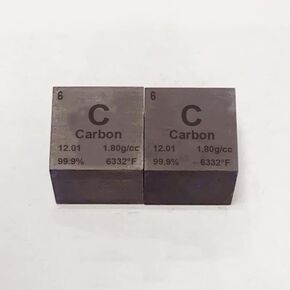 Carbon 0.39" (10mm) Metal Cube - 99.9% Pure Element for Chemistry - Periodic Table Design Educational Scientific Elemental Specimen