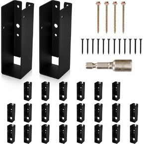 Upgraded Concealed Joist Hanger, 24 Pcs of 2"x6" Outdoor Trim Concealed Flanges, Joist Bracket,Railing Brackets, Framing Bracket,Q235B Steel Concealed Joist Hangers