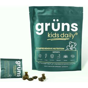 Kids Super Greens Gummy Bears: Organic Spirulina and Chlorella, Prebiotics for Digestive Health, 20+ Vitamins and Minerals, Adaptogens - 4 Week Supply (168 Count)