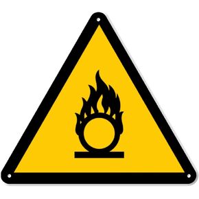 Oxidizing Flammable Warning Sign - 8 Inch Triangle PVC Sign - Premium PVC Sign For Workplace Warehouse Jobsite OSHA Regulation - Weather Proof Fade Resistant - Made In USA - PVC0262
