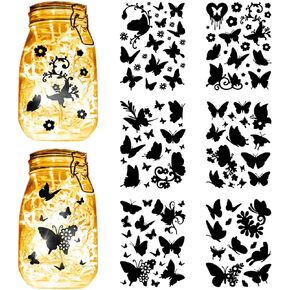 CREATCABIN 12 Sheets 6 Styles Forest Animals Mason Jar Decals Wildlife Stickers Die Cuts Silhouettes Self-Adhesive PVC Waterproof for Craft Scrapbook Lantern Jars Wall Window Glass Phones 7.8x5.9Inch
