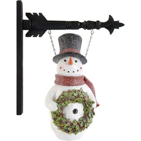 K&K Interiors 54349A-AR 15.5 بوصة من الراتنج اللامع LED رجل ثلج مع استبدال سهم إكليل، أبيض in Kuwait