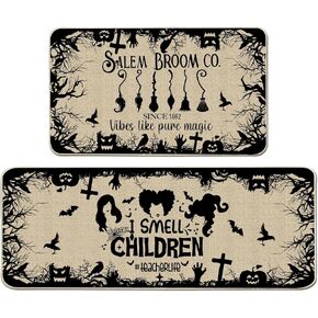 Halloween Kitchen Mats, Witches Kitchen Rugs Set of 2 - I Smell Children Halloween Kitchen Decor for Floor - Halloween Decorations for Home 17"x27+17"x47"