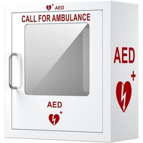 AED Cabinet Wall-Mounted AED Cabinet with Alarm System Industrial-Grade Steel Plate PVC Transparent Window Fits All Brands of AED, 14.2 x 7.1 x 15.7 Inches