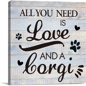 Funny Farmhouse Canvas Print Wall Art Decor Dog Kisses Fix Everything Sign Painting Plaque Rustic Home Decoration (8 X 8 inch, Framed)