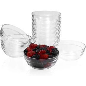 SZUAH 3.5 Inch Small Glass Bowls 12 Pack Prep Bowls Serving Bowls 4.5 OZ Microwavable Stackable Clear Glass Bowls for Kitchen, Dessert, Dips, Nut and Candy Dishes, Dishwasher Safe