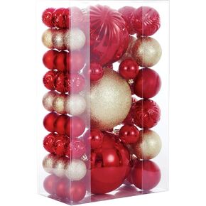 Christmas Ball Ornaments for Xmas Decorations,50 pcs Christmas Extra Large Tree Shatterproof Ornaments-Champagne (Combo of 5 Style in 3 Sizes)