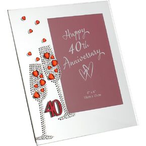 Flute Diamante 40th Anniversary Mirror Frame 4 x 6