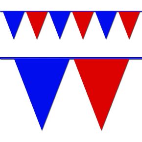 Blue and Red Triangle Pennant Flag 100 Ft.