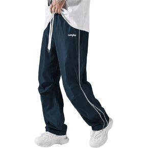 SOLY HUX Men's Parachute Pants Y2k Baggy Sweatpants Wide Leg Drawstring Waist Casual Pants Streetwear in Kuwait