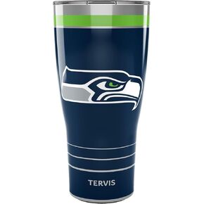 Tervis Traveler NFL Seattle Seahawks - MVP Triple Walled Insulated Tumbler Travel Cup Keeps Drinks Cold & Hot, 30oz, Stainless Steel